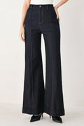 Contrast Stitch Dark Denim Flare Jeans
