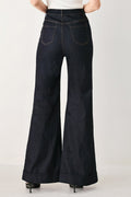 Contrast Stitch Dark Denim Flare Jeans