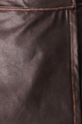 SADDLE STREET BROWN FAUX LEATHER WRAP SKORT