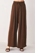 Brown Wide Leg Pants with Elastic Waist