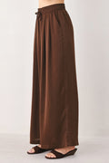 Brown Wide Leg Pants with Elastic Waist