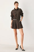 RICH COCOA WOVEN ROMPER