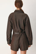 RICH COCOA WOVEN ROMPER