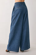 Women's High-Rise Pleated Wide-Leg Jeans