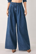 Women's High-Rise Pleated Wide-Leg Jeans