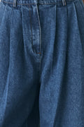 Women's High-Rise Pleated Wide-Leg Jeans