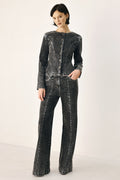 Crossover Wide Leg Denim Pants