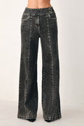 Crossover Wide Leg Denim Pants