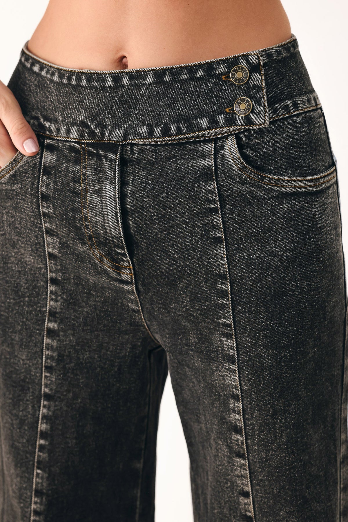 Crossover Wide Leg Denim Pants