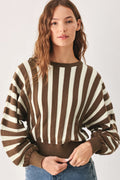 CAPPUCCINO VERTICAL STRIPE KNIT TOP