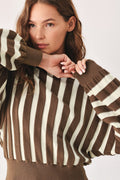 CAPPUCCINO VERTICAL STRIPE KNIT TOP