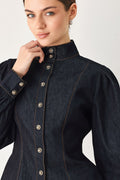Modern Prep Dark Denim Button Front Top