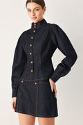 Modern Prep Dark Denim Button Front Top