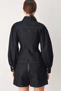 Modern Prep Dark Denim Button Front Top