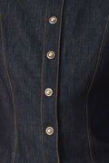 Modern Prep Dark Denim Button Front Top