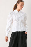 REGENCY PINTUCK LONG-SLEEVE WOVEN TOP