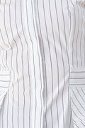 Women's White Pinstripe Button-Down Peplum Blouse