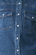 Women's Medium Indigo Pleated Denim Jacket