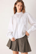 Off White Lace Ruffle Blouse for Women