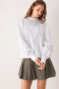 Off White Lace Ruffle Blouse for Women