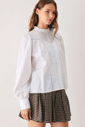 Off White Lace Ruffle Blouse for Women