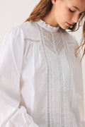 Off White Lace Ruffle Blouse for Women