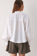 Off White Lace Ruffle Blouse for Women