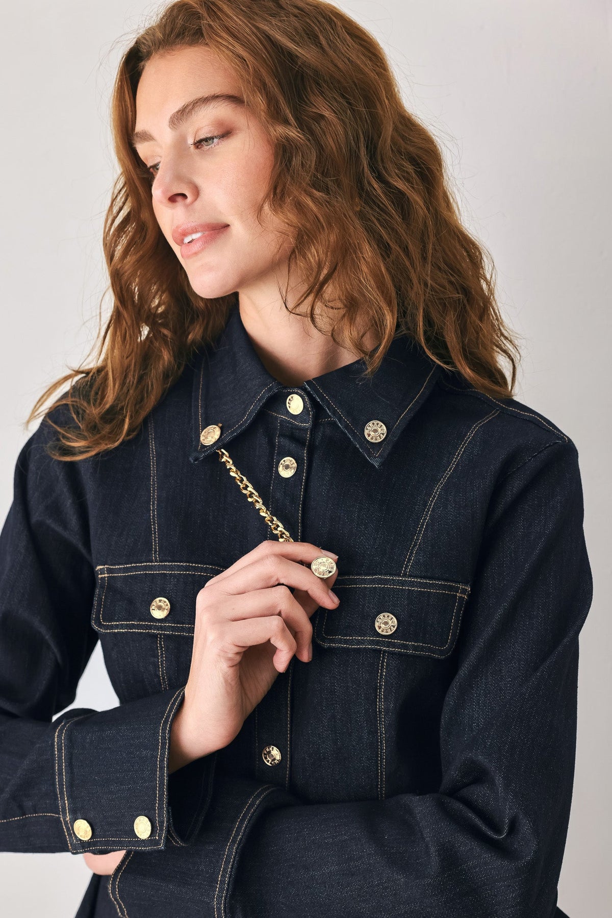 Dark Indigo Denim Peplum Top
