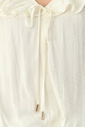 Women's Ivory Ruffle V-Neck Long Sleeve Blouse