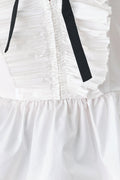 Women's White Ruffle Tie-Neck Peplum Blouse