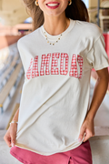 Gameday Red Gingham Ivory Graphic Tee