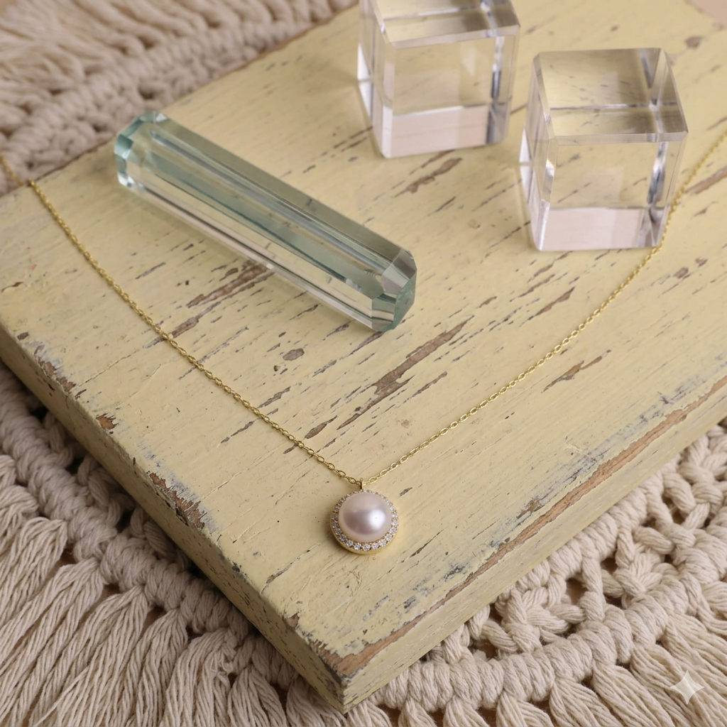 Radiant Halo Pearl Necklace