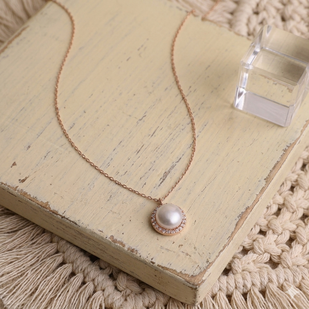 Radiant Halo Pearl Necklace