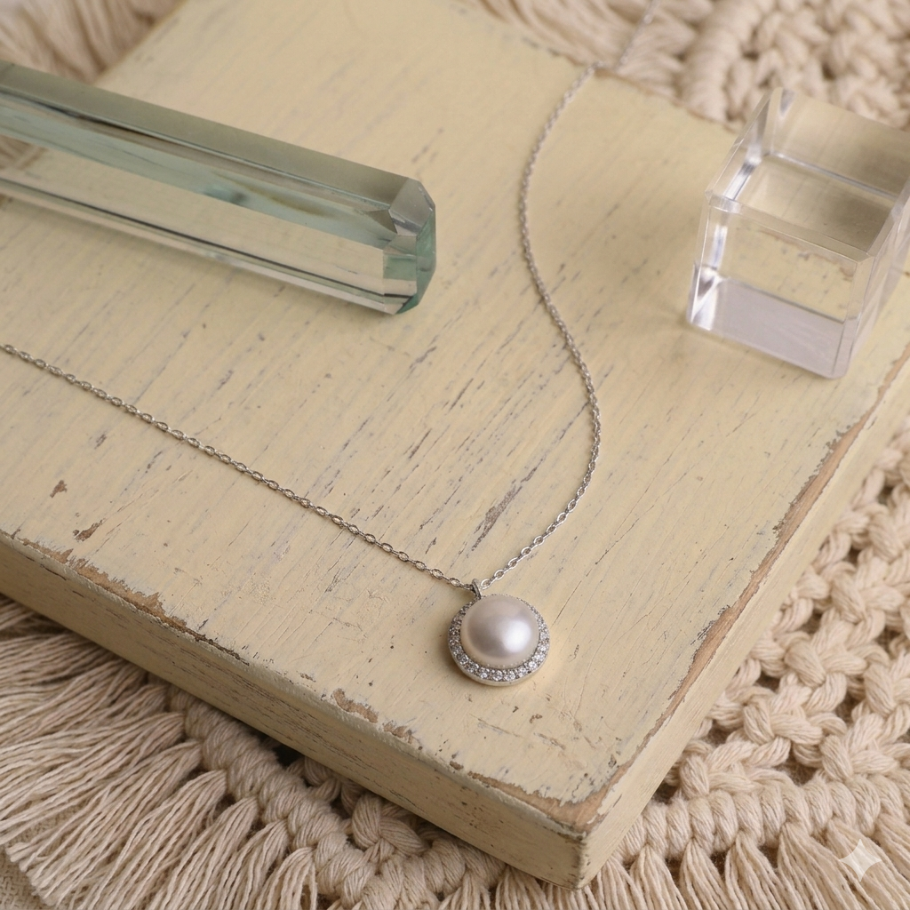 Radiant Halo Pearl Necklace