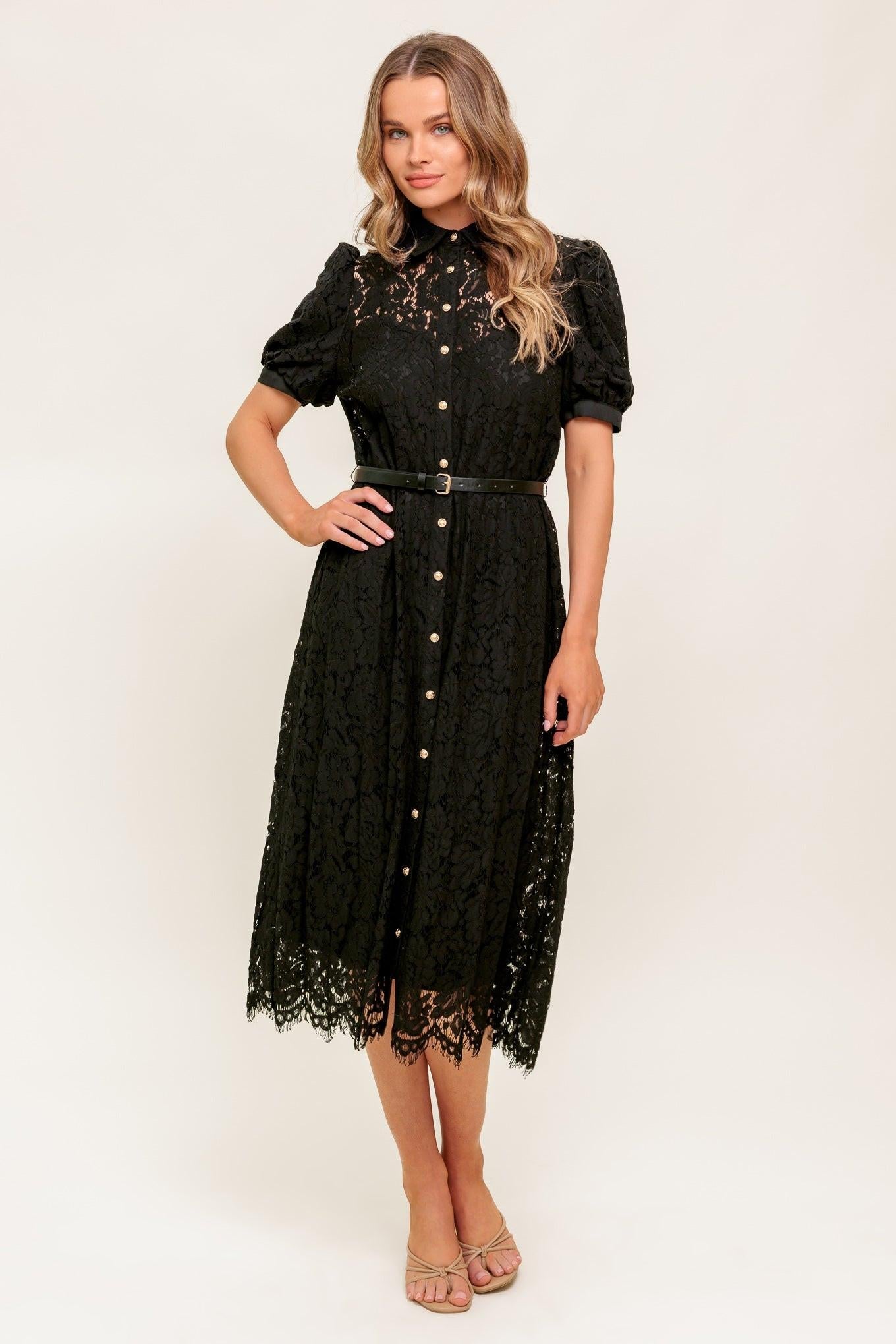 Timid to Tenacious Lace Shirt Dress