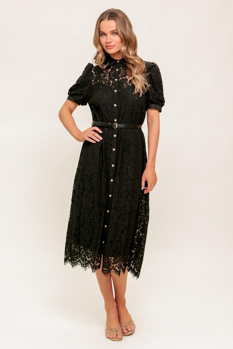 Timid to Tenacious Lace Shirt Dress