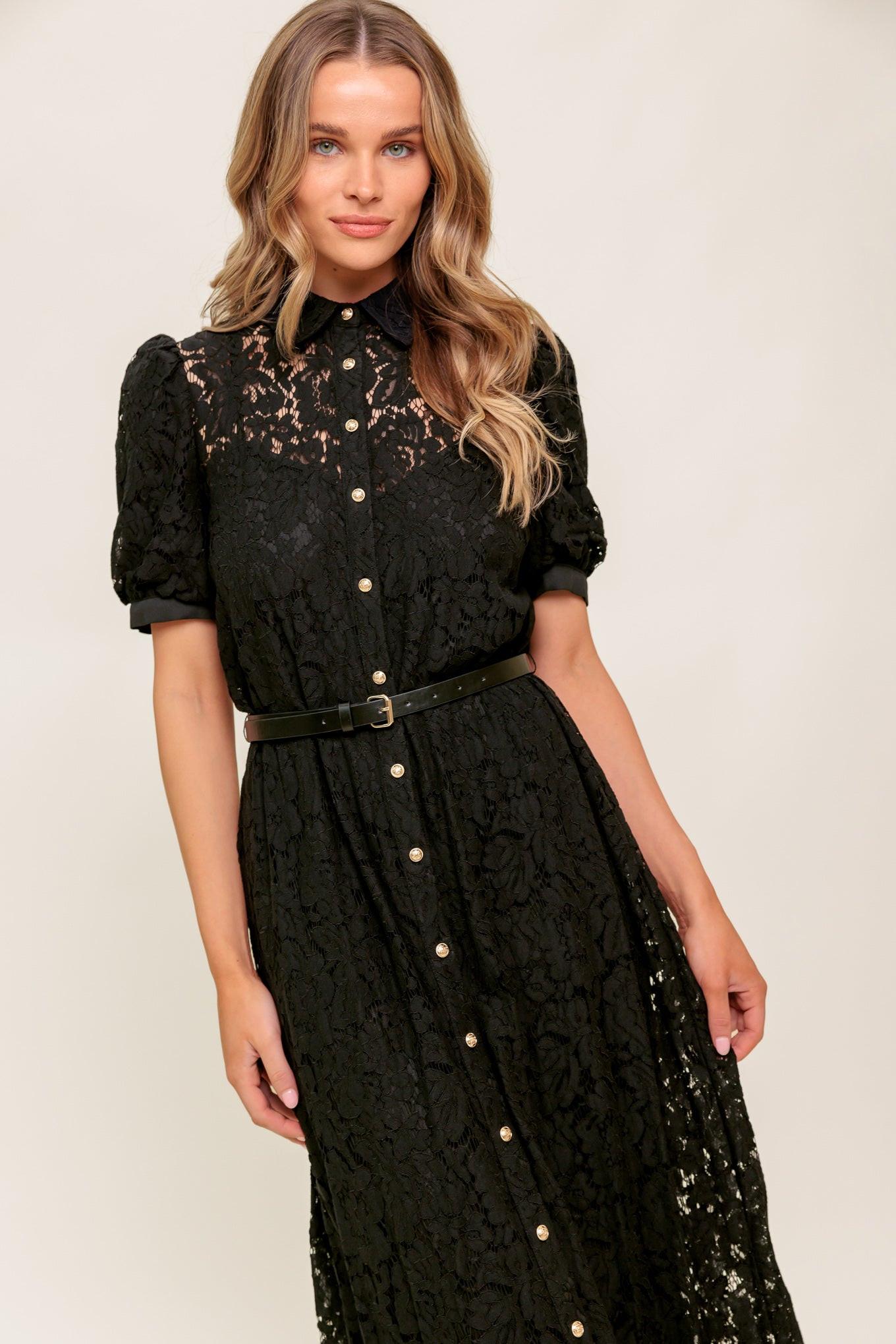 Timid to Tenacious Lace Shirt Dress