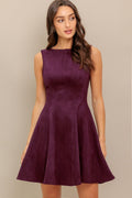 Burgundy Faux Suede Mini Dress