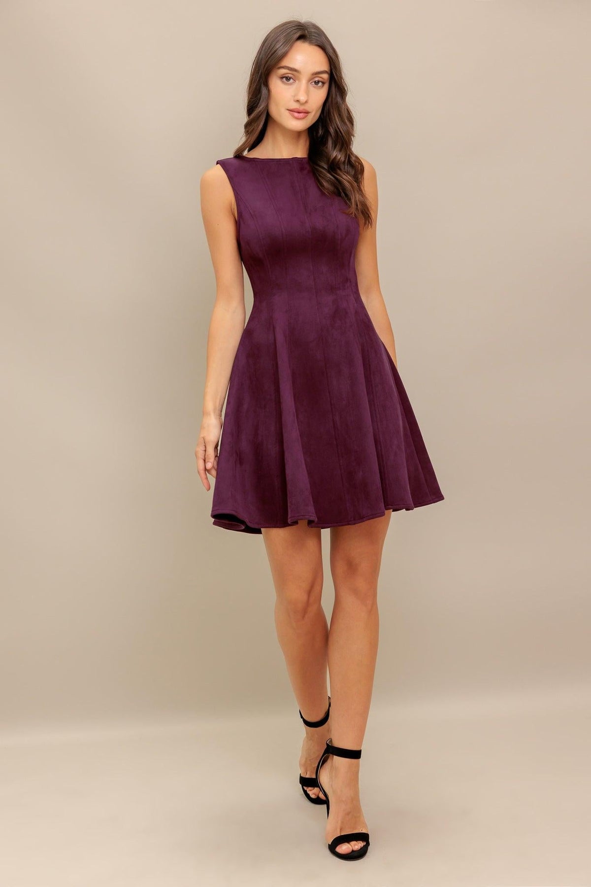 Burgundy Faux Suede Mini Dress