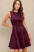 Burgundy Faux Suede Mini Dress
