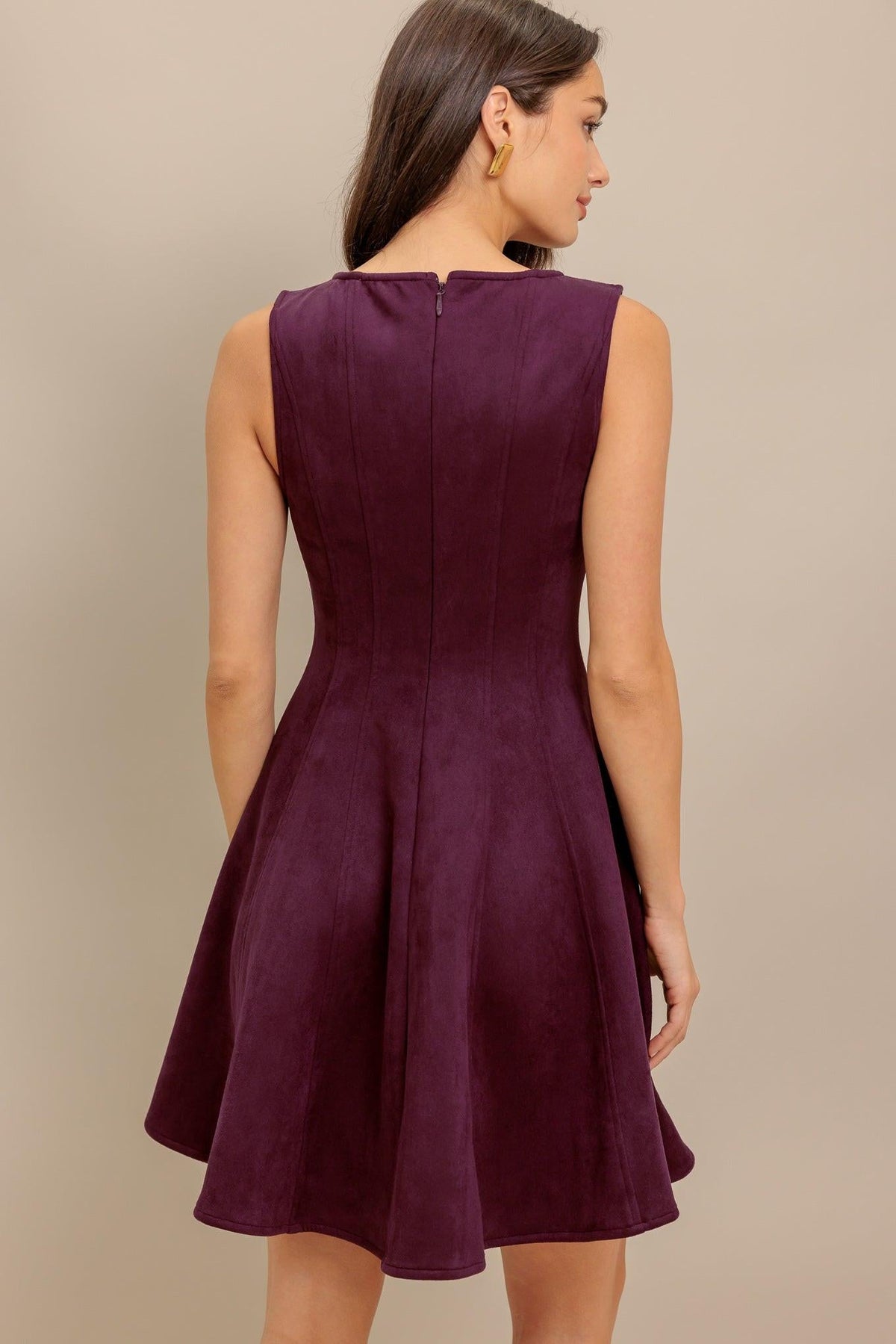 Burgundy Faux Suede Mini Dress