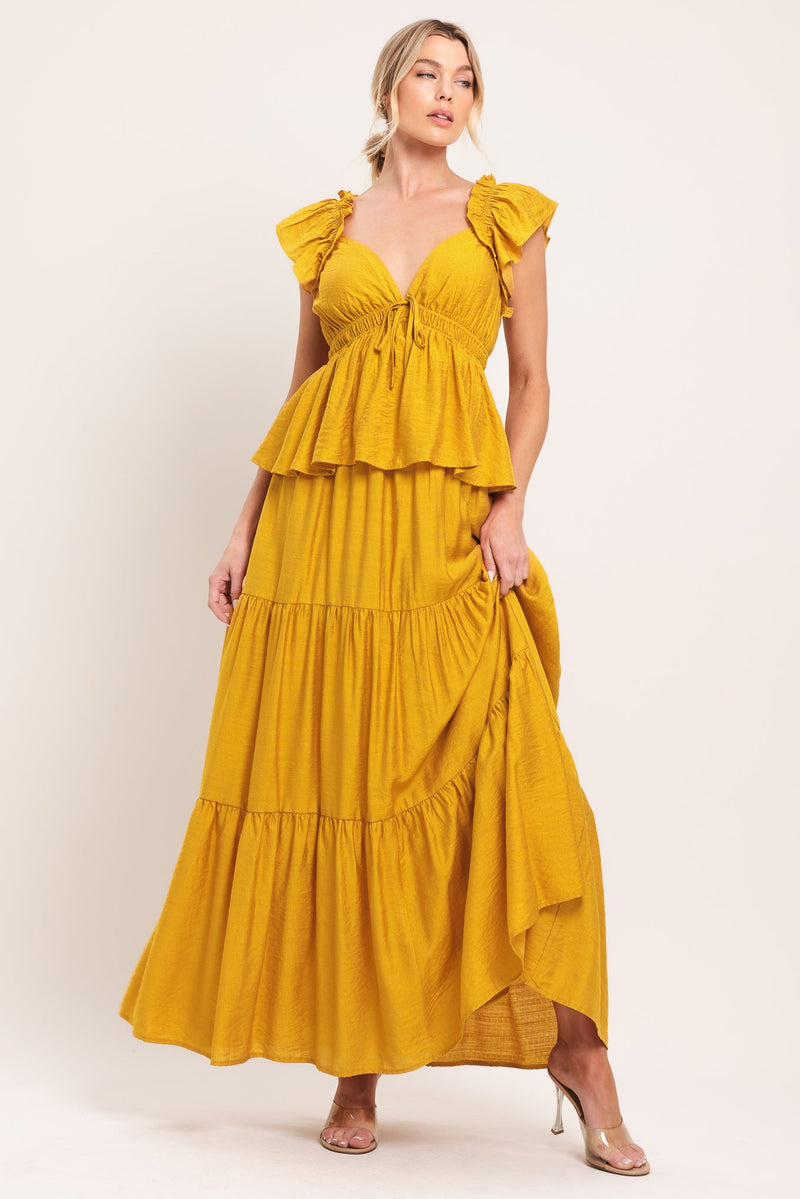 Mustard Tiered Maxi Dress