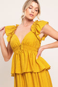 Mustard Tiered Maxi Dress
