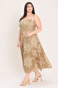 SANDY BLOOM FLORAL WOVEN LACE MIDI DRESS