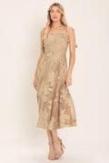 SANDY BLOOM FLORAL WOVEN LACE MIDI DRESS