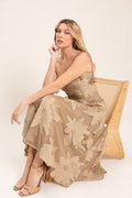 SANDY BLOOM FLORAL WOVEN LACE MIDI DRESS