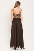 Autumn Arabesque Power Mesh Maxi Dress - Brown Maxi Dress