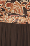 Autumn Arabesque Power Mesh Maxi Dress - Brown Maxi Dress