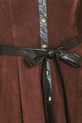 FALLING FOR YOU BURGUNDY FAUX SUEDE TIE-WAIST MINI DRESS