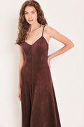 Brown Faux Suede Maxi Dress